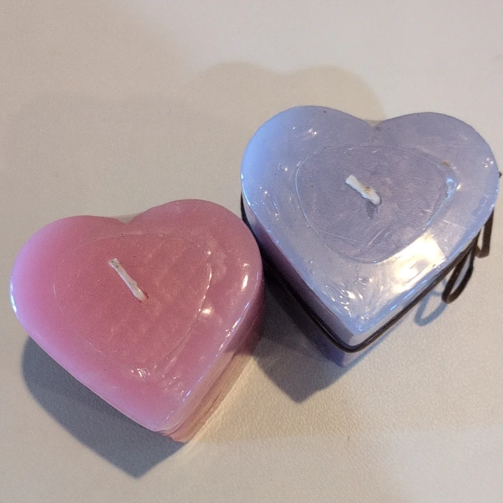 Romantic Heart-Shaped Candle Set in Pink and Purple